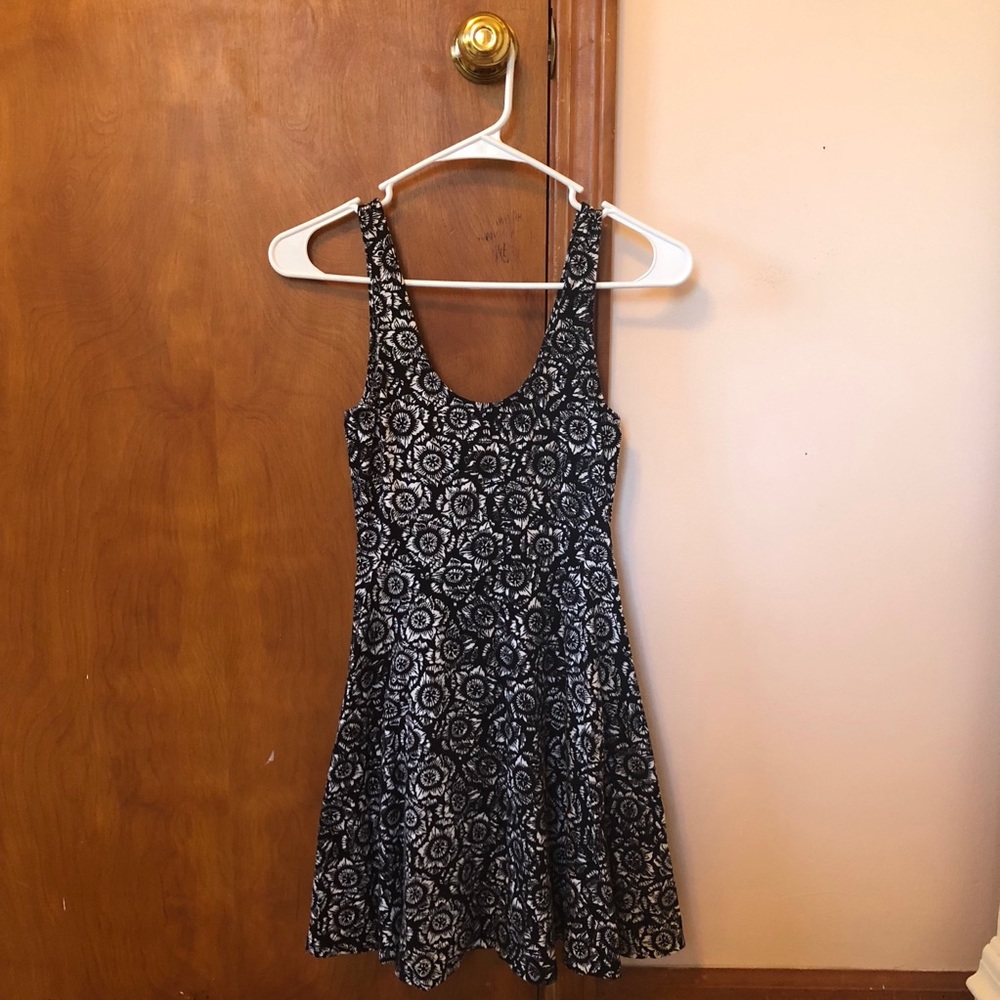 Black and White Floral Skater Dress
